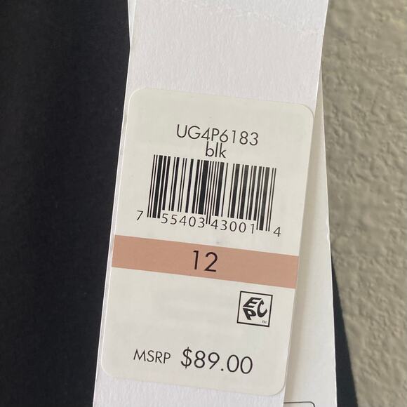 DKNY High Waisted Slim Leg Boot Cut Full Length Pants Size 12 Black Career Chic - Picture 7 of 8